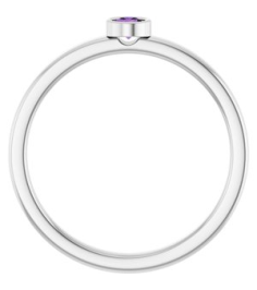 71806 Ring Set 14K White Natural Amethyst Round 3 Mm Polished Natural Amethyst Ring