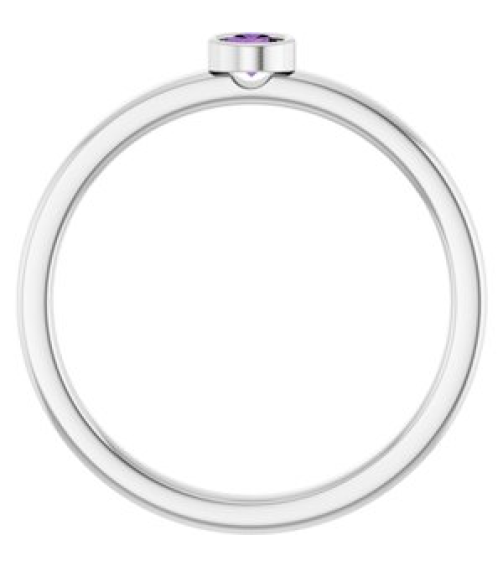 71806 Ring Set 14K White Natural Amethyst Round 3 Mm Polished Natural Amethyst Ring