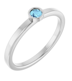 71806 Ring Set 14K White Natural Aquamarine Round 3 Mm Polished Natural Aquamarine Ring