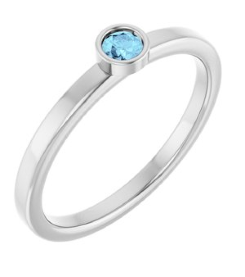 71806 Ring Set 14K White Natural Aquamarine Round 3 Mm Polished Natural Aquamarine Ring