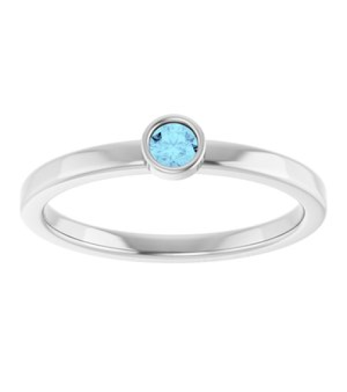 71806 Ring Set 14K White Natural Aquamarine Round 3 Mm Polished Natural Aquamarine Ring