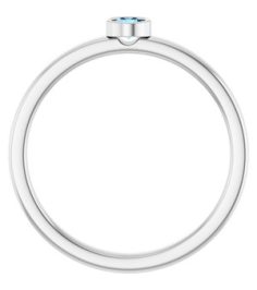 71806 Ring Set 14K White Natural Aquamarine Round 3 Mm Polished Natural Aquamarine Ring