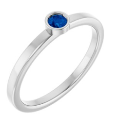 71806 Ring Set 14K White Natural Blue Sapphire Round 3 Mm Polished Natural Blue Sapphire Ring