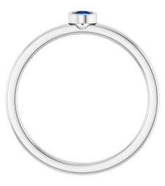 71806 Ring Set 14K White Natural Blue Sapphire Round 3 Mm Polished Natural Blue Sapphire Ring