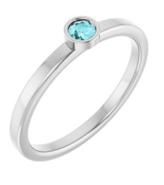 71806 Ring Set 14K White Natural Blue Zircon Round 3 Mm Polished Natural Blue Zircon Ring