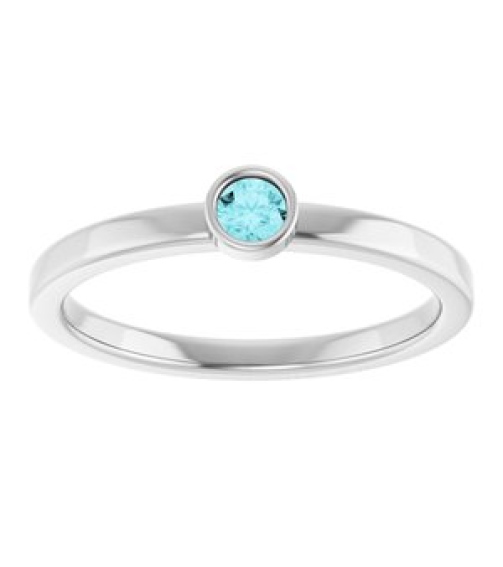 71806 Ring Set 14K White Natural Blue Zircon Round 3 Mm Polished Natural Blue Zircon Ring
