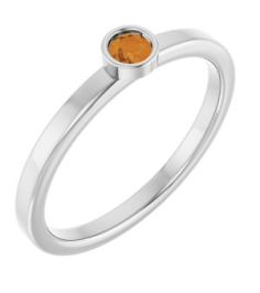 71806 Ring Set 14K White Natural Citrine Round 3 Mm Polished Natural Citrine Ring