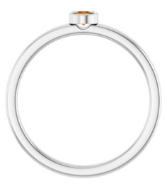 71806 Ring Set 14K White Natural Citrine Round 3 Mm Polished Natural Citrine Ring