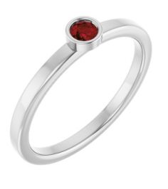 71806 Ring Set 14K White Natural Mozambique Garnet Round 3 Mm Polished Natural Mozambique Garnet Ring