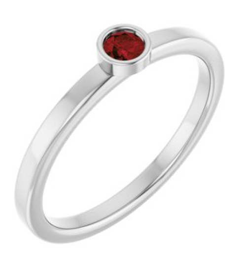 71806 Ring Set 14K White Natural Mozambique Garnet Round 3 Mm Polished Natural Mozambique Garnet Ring
