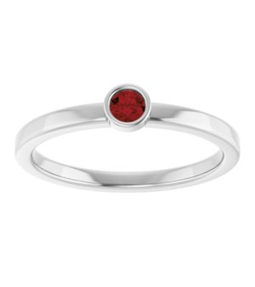 71806 Ring Set 14K White Natural Mozambique Garnet Round 3 Mm Polished Natural Mozambique Garnet Ring