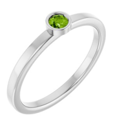 71806 Ring Set 14K White Natural Peridot Round 3 Mm Polished Natural Peridot Ring