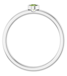 71806 Ring Set 14K White Natural Peridot Round 3 Mm Polished Natural Peridot Ring