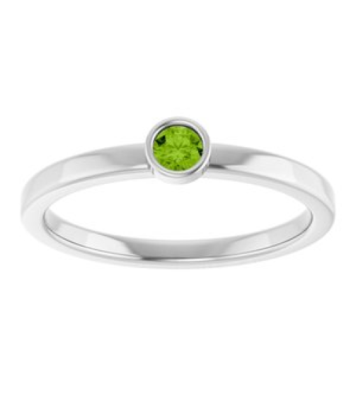 71806 Ring Set 14K White Natural Peridot Round 3 Mm Polished Natural Peridot Ring