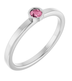 71806 Ring Set 14K White Natural Pink Tourmaline Round 3 Mm Polished Natural Pink Tourmaline Ring