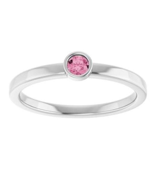 71806 Ring Set 14K White Natural Pink Tourmaline Round 3 Mm Polished Natural Pink Tourmaline Ring