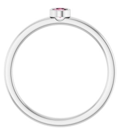 71806 Ring Set 14K White Natural Pink Tourmaline Round 3 Mm Polished Natural Pink Tourmaline Ring