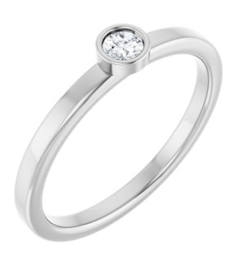 71806 Ring Set 14K White Natural White Sapphire Round 3 Mm Polished Natural White Sapphire Ring