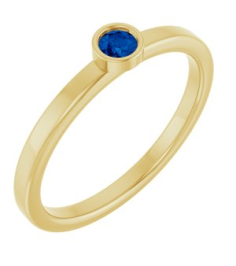 71806 Ring Set 14K Yellow Lab-Grown Blue Sapphire Round 3 Mm Polished Lab-Grown Blue Sapphire Ring
