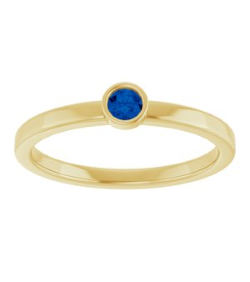 71806 Ring Set 14K Yellow Lab-Grown Blue Sapphire Round 3 Mm Polished Lab-Grown Blue Sapphire Ring