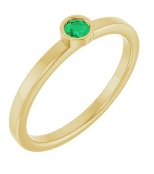 71806 Ring Set 14K Yellow Lab-Grown Emerald Round 3 Mm Polished Lab-Grown Emerald Ring