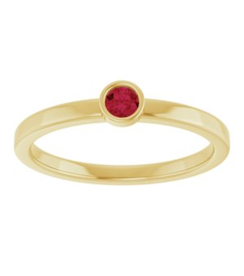 71806 Ring Set 14K Yellow Lab-Grown Ruby Round 3 Mm Polished Lab-Grown Ruby Ring