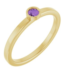 71806 Ring Set 14K Yellow Natural Amethyst Round 3 Mm Polished Natural Amethyst Ring
