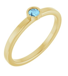 71806 Ring Set 14K Yellow Natural Aquamarine Round 3 Mm Polished Natural Aquamarine Ring