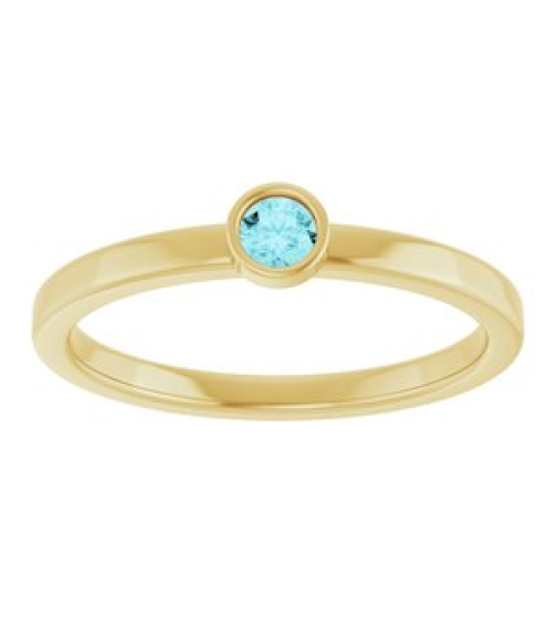 71806 Ring Set 14K Yellow Natural Blue Zircon Round 3 Mm Polished Natural Blue Zircon Ring