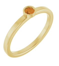 71806 Ring Set 14K Yellow Natural Citrine Round 3 Mm Polished Natural Citrine Ring