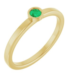 71806 Ring Set 14K Yellow Natural Emerald Round 3 Mm Polished Natural Emerald Ring