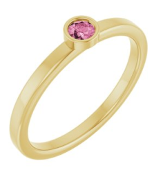 71806 Ring Set 14K Yellow Natural Pink Tourmaline Round 3 Mm Polished Natural Pink Tourmaline Ring