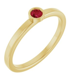 71806 Ring Set 14K Yellow Natural Ruby Round 3 Mm Polished Natural Ruby Ring