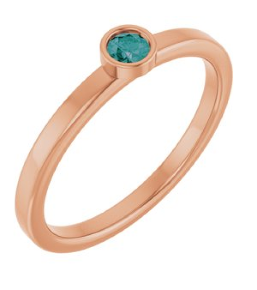 71806 Ring Set 14K Rose Lab-Grown Alexandrite Round 3 Mm Polished Lab-Grown Alexandrite Ring