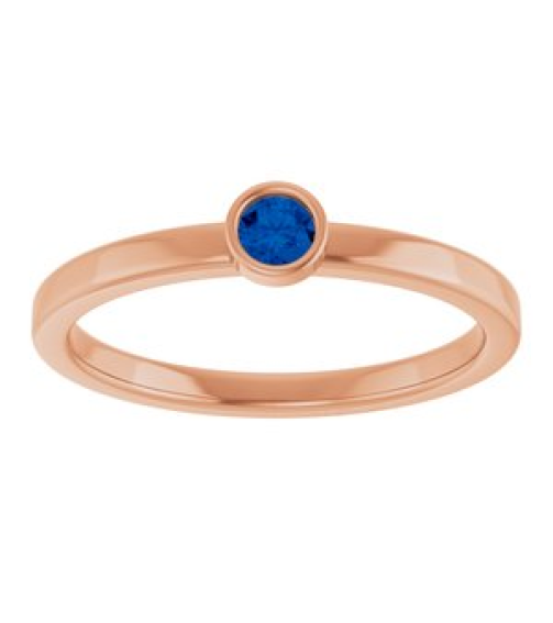 71806 Ring Set 14K Rose Lab-Grown Blue Sapphire Round 3 Mm Polished Lab-Grown Blue Sapphire Ring