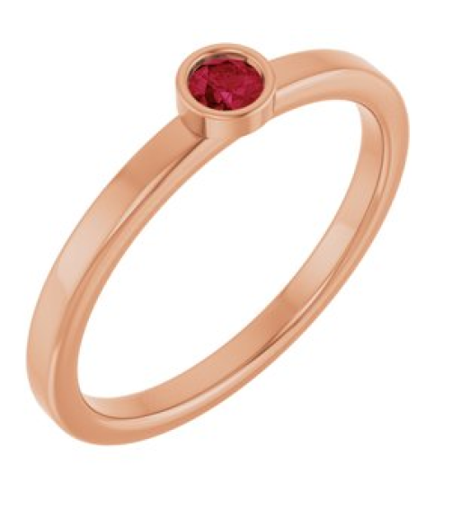 71806 Ring Set 14K Rose Lab-Grown Ruby Round 3 Mm Polished Lab-Grown Ruby Ring