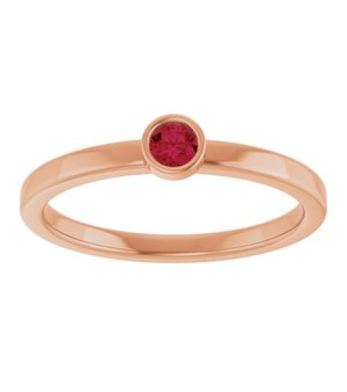 71806 Ring Set 14K Rose Lab-Grown Ruby Round 3 Mm Polished Lab-Grown Ruby Ring
