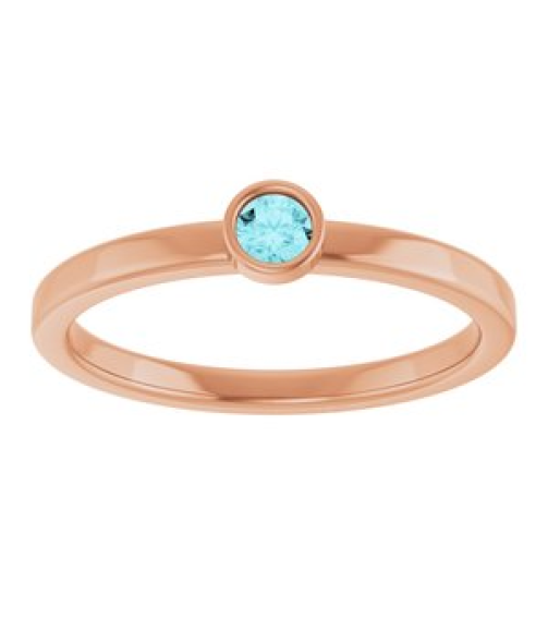71806 Ring Set 14K Rose Natural Blue Zircon Round 3 Mm Polished Natural Blue Zircon Ring