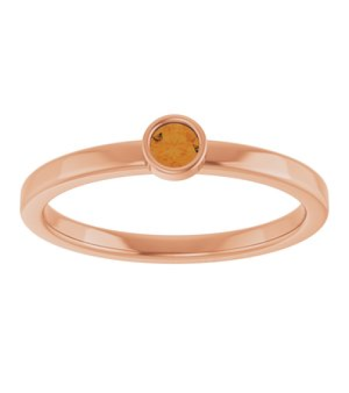 71806 Ring Set 14K Rose Natural Citrine Round 3 Mm Polished Natural Citrine Ring