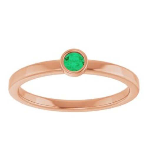 71806 Ring Set 14K Rose Natural Emerald Round 3 Mm Polished Natural Emerald Ring