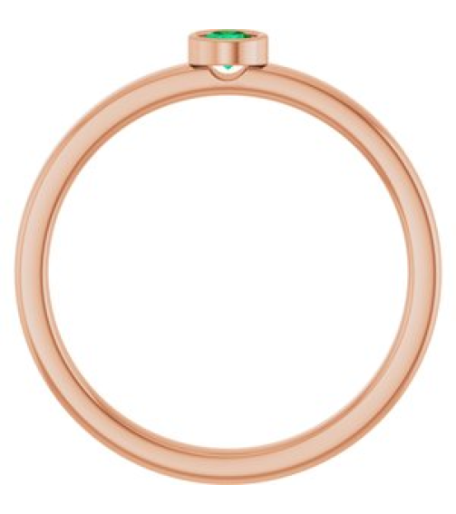 71806 Ring Set 14K Rose Natural Emerald Round 3 Mm Polished Natural Emerald Ring