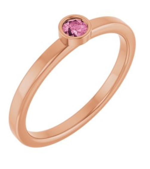 71806 Ring Set 14K Rose Natural Pink Tourmaline Round 3 Mm Polished Natural Pink Tourmaline Ring