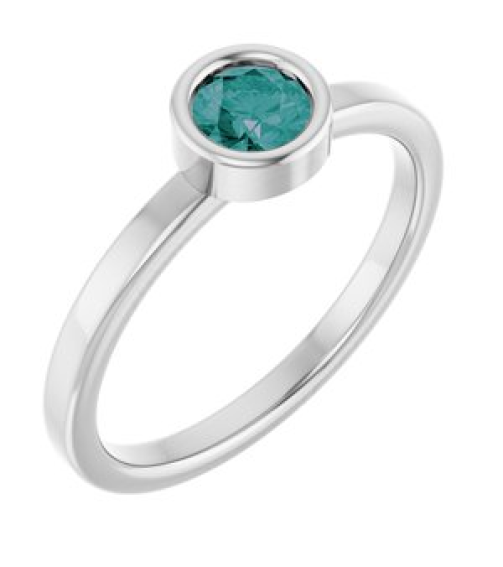 71806 Ring Set 14K White Lab-Grown Alexandrite Round 4.5 Mm Polished Lab-Grown Alexandrite Ring