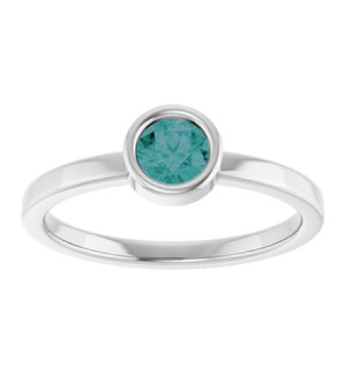 71806 Ring Set 14K White Lab-Grown Alexandrite Round 4.5 Mm Polished Lab-Grown Alexandrite Ring