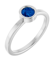 71806 Ring Set 14K White Lab-Grown Blue Sapphire Round 4.5 Mm Polished Lab-Grown Blue Sapphire Ring