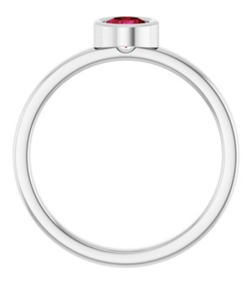 71806 Ring Set 14K White Lab-Grown Ruby Round 4.5 Mm Polished Lab-Grown Ruby Ring