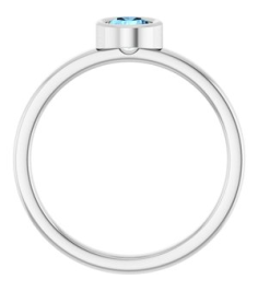 71806 Ring Set 14K White Natural Aquamarine Round 4.5 Mm Polished Natural Aquamarine Ring