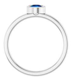 71806 Ring Set 14K White Natural Blue Sapphire Round 4.5 Mm Polished Natural Blue Sapphire Ring