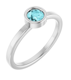 71806 Ring Set 14K White Natural Blue Zircon Round 4.5 Mm Polished Natural Blue Zircon Ring