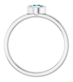 71806 Ring Set 14K White Natural Blue Zircon Round 4.5 Mm Polished Natural Blue Zircon Ring